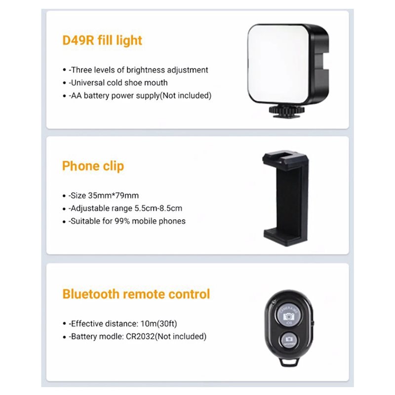 B29C-Portable Smartphone Video - Photography Lighting Kit Portable 评论和价格