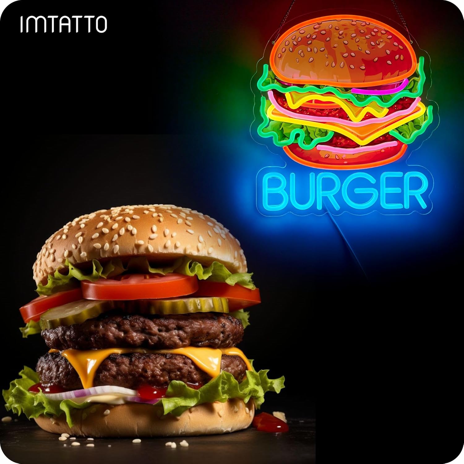 Burger Neon Sign Business Art  - Photography Lighting For Food 评论和价格