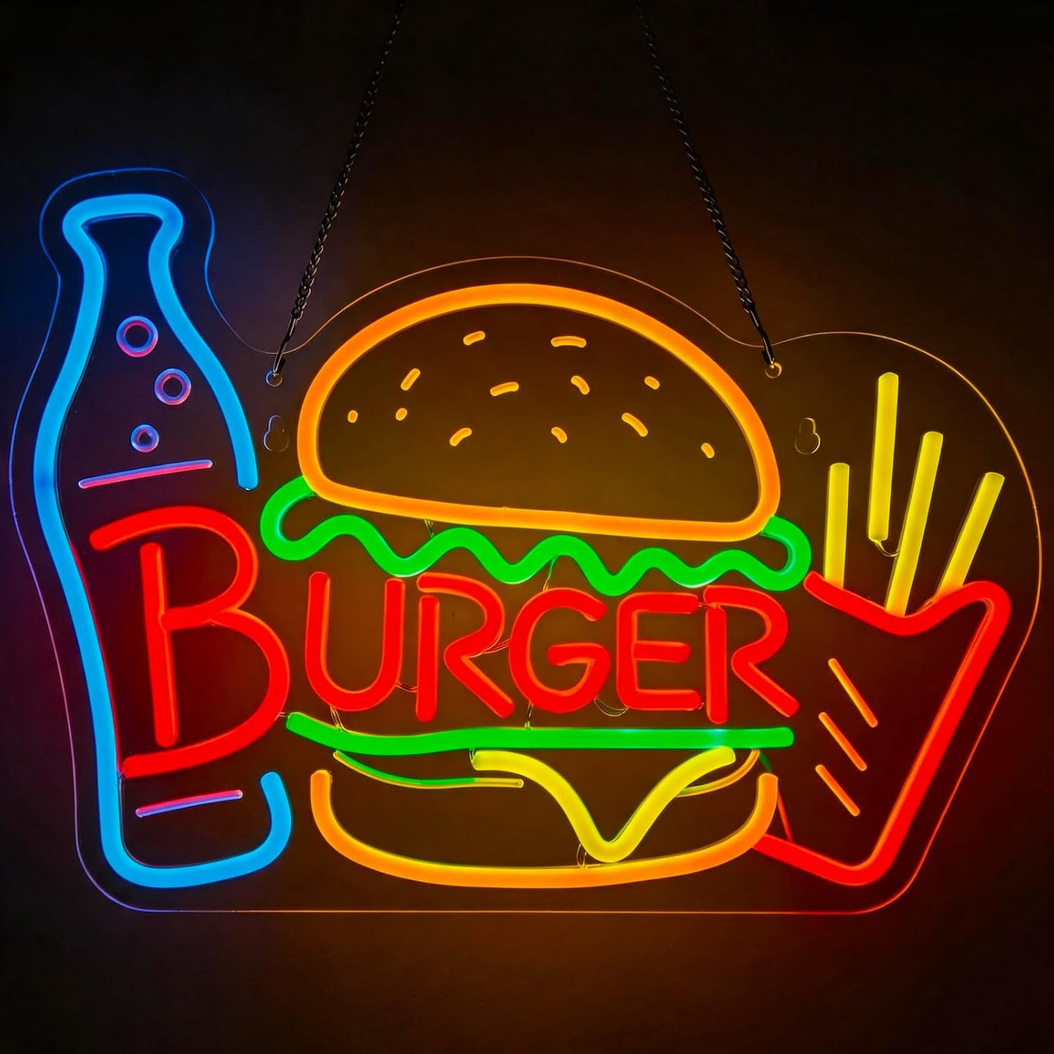 Burger Neon Sign Business Art  - Photography Lighting For Food 评论和价格