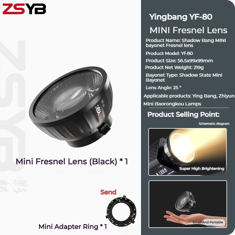 ZSYB YF-80 Fresnel Lens 9 Time - Fresnel Lens Attachment 评论和价格