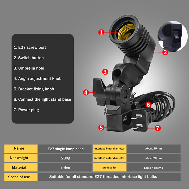 Hot Sale E27 AC Socket Lamp Si - Photography Lighting For Sale 评论和价格