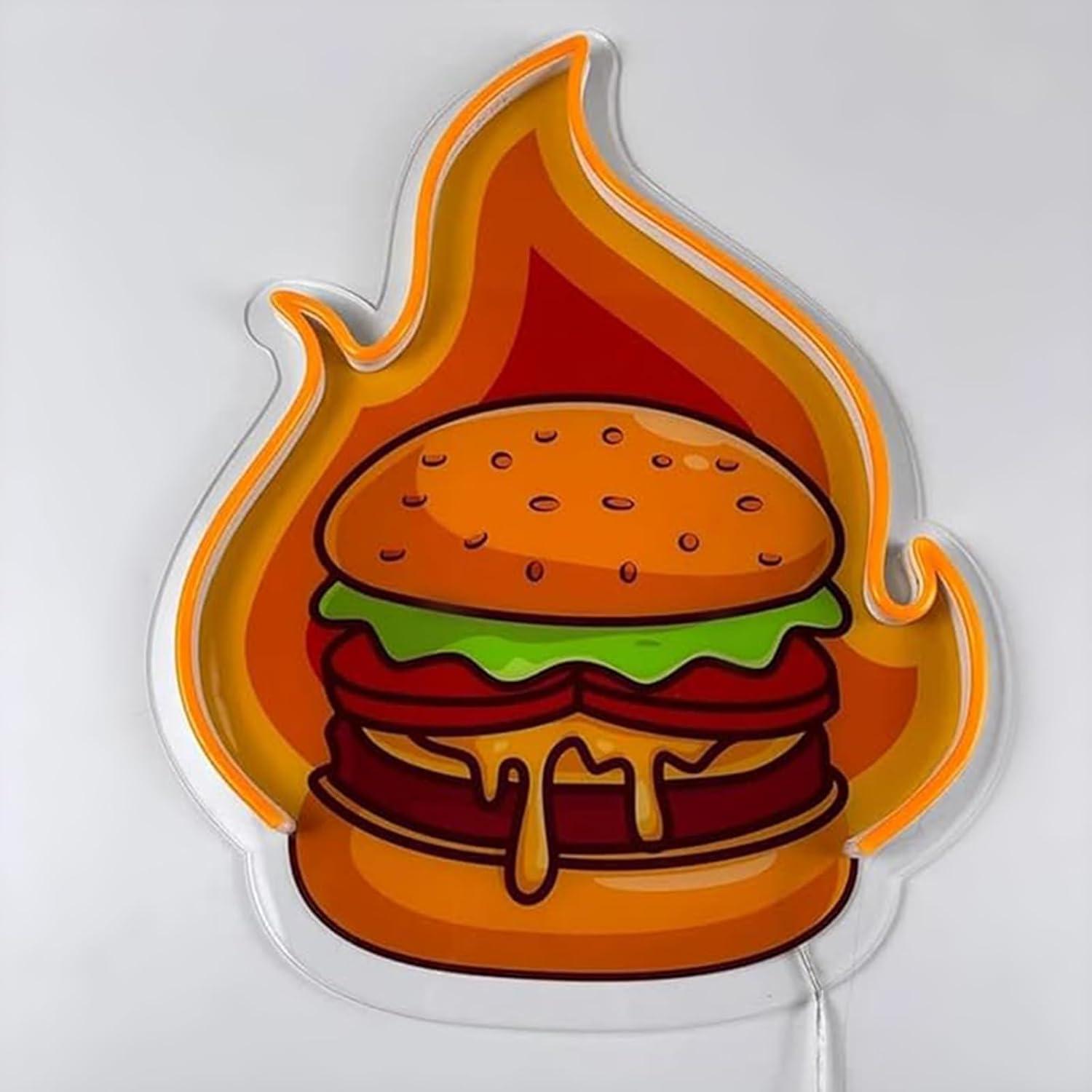 Burger Neon Sign LED Hamburger - Photography Lighting For Food 评论和价格